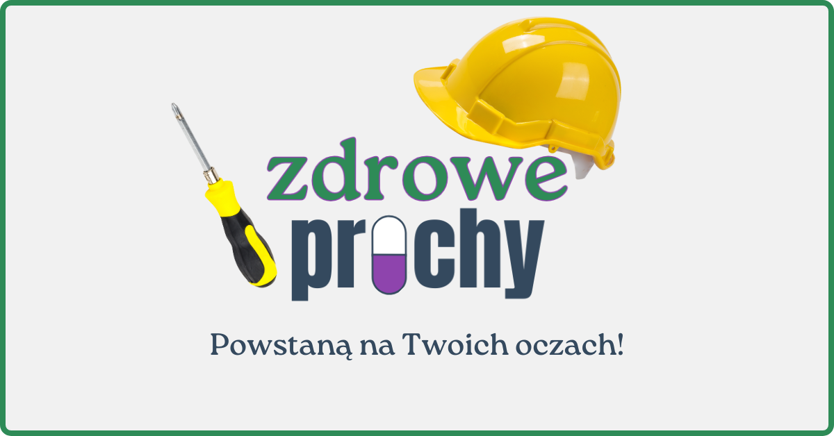 Logo zdrowych prochów z kaskiem i wkrętakiem sugerującym, że marką zajął się inzynier